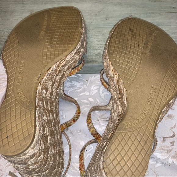 Stuart Weitzman Pastel Multicolor Leather Wedge Heels 8M - Picture 7 of 9